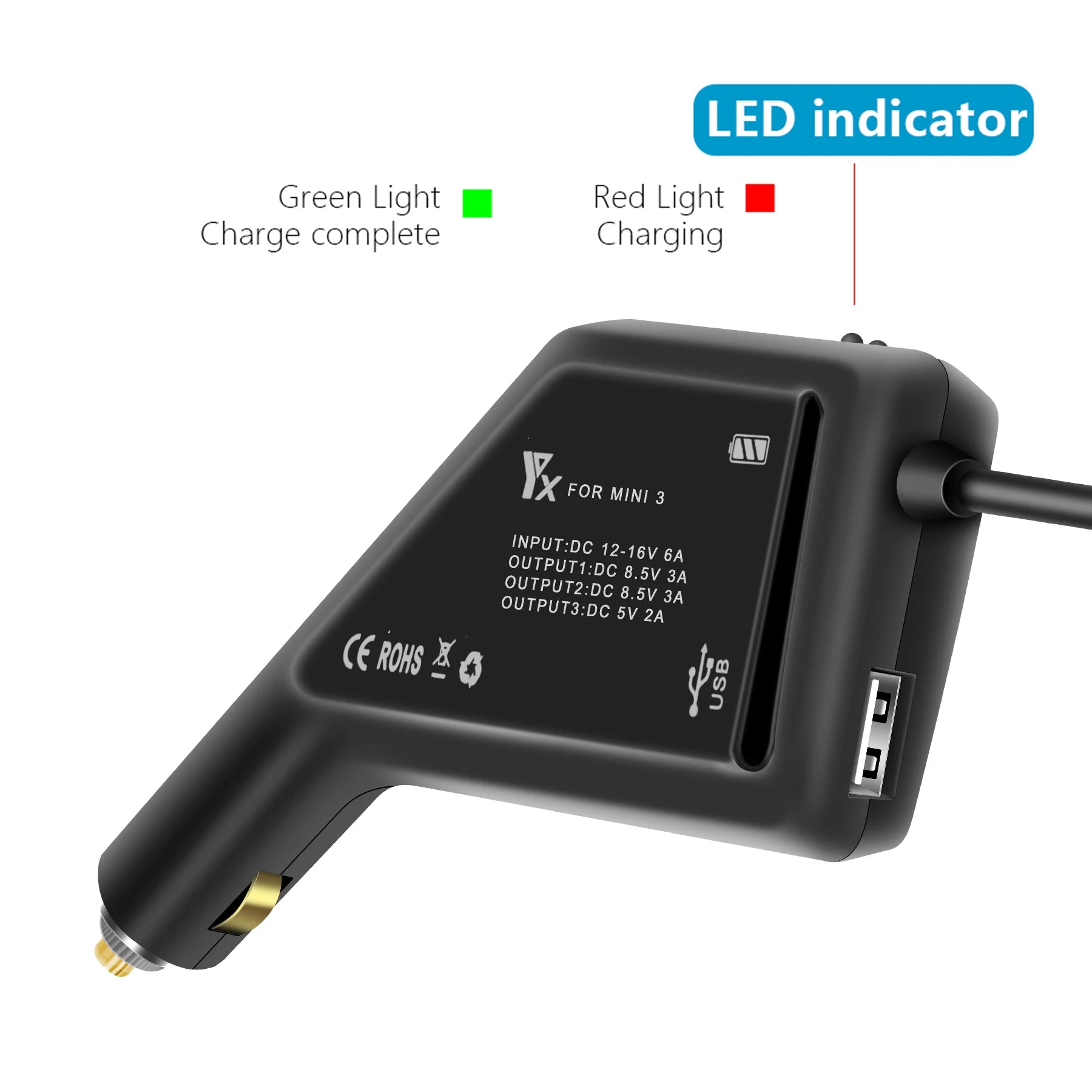 3 in 1 Car Cargador For DJI Mini 3/3 Pro/4 Pro Intelligent Battery Charging Hub Car Connector USB Adapter Multi 2 Battery 3 in 1 Car Cargador For DJI Mini 3/3 Pro/4 Pro Intelligent Battery Charging Hub Car Connector USB Adapter Multi 2 Battery